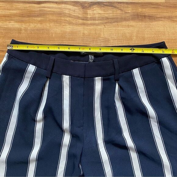 ADRIANNA PAPELL 6 Navy Blue Vertical Stripes Railroad Wide Leg Baggy Trousers - Picture 11 of 15